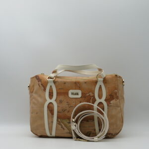 ALVIERO MARTINI 1'CLASSE BAULETTO MEDIO MANO/TRACOLLA GEO GOMMATO+PELLE BIANCO AVORIO