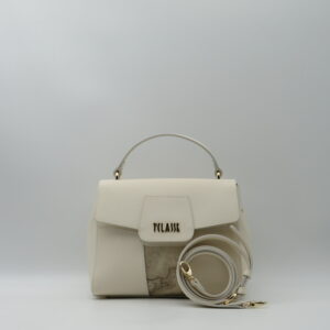 ALVIERO MARTINI 1'CLASSE BORSA MANO/TRACOLLA CON PATTA BIANCO AVORIO+GEO RAFFIA
