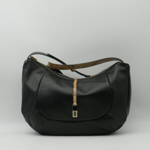 ALVIERO MARTINI 1'CLASSE TRACOLLA STONDATA GRANDE IN PELLE NERA+GEO