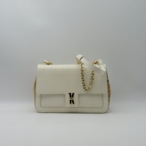 ALVIERO MARTINI 1'CLASSE SOTTOBRACCIO/TRACOLLA IN PELLE STAMPA ANGUILLA BIANCO AVORIO+GEO