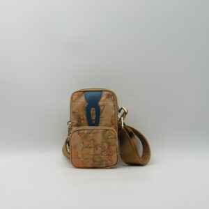 ALVIERO MARTINI 1 CLASSE TRACOLLA PORTA CELLULARE GEO GOMMATO + PELLE BLU