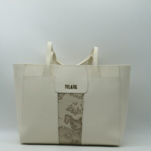 ALVIERO MARTINI 1'CLASSE SHOPPING GRANDE BIANCO AVORIO+GEO RAFFIA