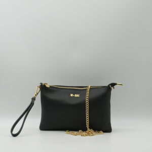 M-BRC MASSIMO BRACCIALINI POLSIERA PIATTA CON TRACOLLA IN PELLE NERA