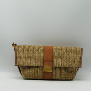 GIANNI CHIARINI SOTTOBRACCIO/TRACOLLA PAGLIA E CAMOSCIO BISCOTTO