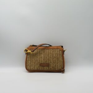 GIANNI CHIARINI SOTTOBRACCIO/TRACOLLA IN PAGLIA E CAMOSCIO BISCOTTO