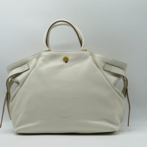 GIANNI CHIARINI BORSA GRANDE A MANO CON TRACOLLA PELLE BIANCO MARMO