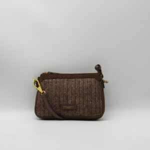 GIANNI CHIARINI SOTTOBRACCIO/TRACOLLA IN PAGLIA E CAMOSCIO CIOCCOLATO