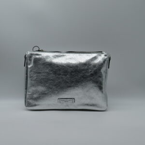 GIANNI CHIARINI POLSIERA/TRACOLLA PELLE METALLIZZATA ARGENTO
