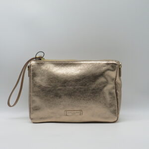 GIANNI CHIARINI POLSIERA/TRACOLLA GRANDE PELLE METALLIZZATA DORATO