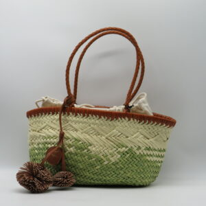 GIANNI CHIARINI SHOPPING MEDIA SACCA INTERNA PAGLIA VERDE+CUOIO