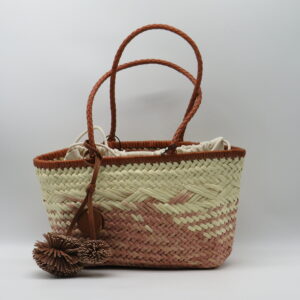 GIANNI CHIARINI SHOPPING MEDIA SACCA INTERNA PAGLIA ROSA E CUOIO