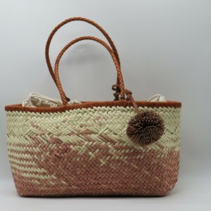 GIANNI CHIARINI SHOPPING GRANDE SACCA INTERNA PAGLIA ROSA E CUOIO