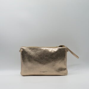 GIANNI CHIARINI POLSIERA PIATTA CON TRACOLLA PELLE DORATA