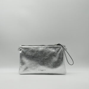 GIANNI CHIARINI POLSIERA PIATTA CON TRACOLLA PELLE ARGENTO