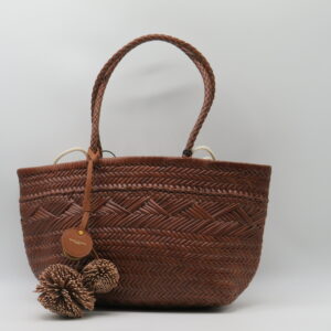 GIANNI CHIARINI SHOPPING MEDIA SACCA INTERNA PELLE INTRECCIATA CUOIO