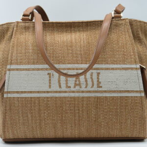 ALVIERO MARTINI 1 CLASSE SHOPPING IN RAFIA E CUOIO