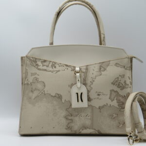 ALVIERO MARTINI 1'CLASSE BORSA MEDIA MANO/TRACOLLA GEO RAFIA+AVORIO