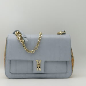 ALVIERO MARTINI 1'CLASSE SOTTOBRACCIO/TRACOLLA PELLE STAMPA ANGUILLA CELESTE+GEO