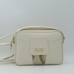 ALVIERO MARTINI 1'CLASSE TRACOLLA PICCOLA BIANCO AVORIO+GEO RAFFIA