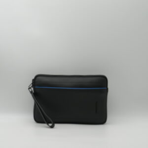 PIQUADRO POCHETTE DOPPIA ZIP CON PORTACARTE PELLE NERO