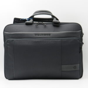 PIQUADRO CARTELLA PORTAPC A MANO CON TRACOLLA DOPPIA ZIP TESSUTO NERO