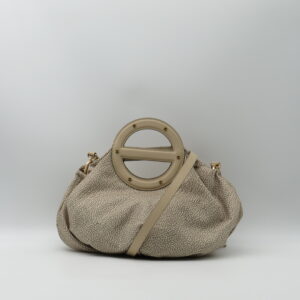 BORBONESE BORSA PICCOLA A MANO CON TRACOLLA E BORCHIE JET SABBIA