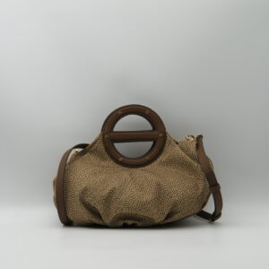 BORBONESE BORSA PICCOLA A MANO CON TRACOLLA E BORCHIE JET NOCCIOLA