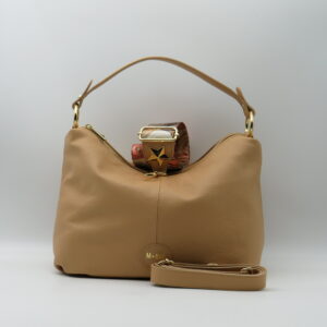 M-BRC MASSIMO BRACCIALINI SOTTOBRACCIO/TRACOLLA MEDIO IN PELLE DOPPIA ZIP IN PELLE CAMMELLO