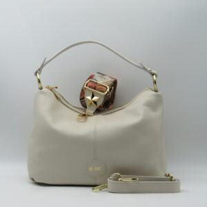 M-BRC MASSIMO BRACCIALINI SOTTOBRACCIO/TRACOLLA MEDIO CON DOPPIA ZIP IN PELLE AVORIO