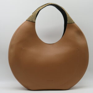 BORBONESE HOBOBAG IN PELLE MARTELLATA MARRONE RADICA E CAMOSCIO OP NATURALE