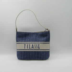 ALVIERO MARTINI 1'CLASSE SECCHIELLO PICCOLO MANO/TRACOLLA PAGLIA+BLU PACIFICO