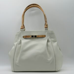 ALVIERO MARTINI 1'CLASSE SHOPPING GRANDE IN PELLE MARTELLATA AVORIO+GEO