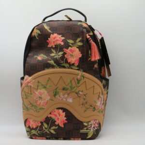 SPRAYGROUND ZAINO GRANDE PORTAPC DAMIER MARRONE CON FIORI