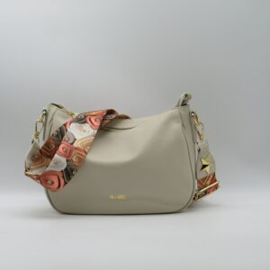 M-BRC MASSIMO BRACCIALINI TRACOLLA PICCOLA STONDATA IN PELLE MARTELLATA AVORIO