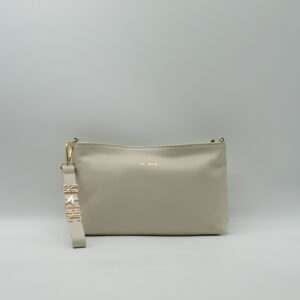 M-BRC MASSIMO BRACCIALINI POLSIERA/TRACOLLA IN PELLE MARTELLATA AVORIO