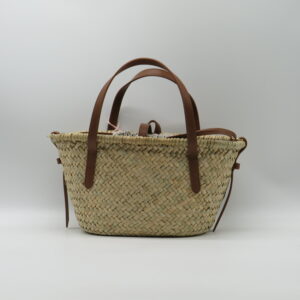 COCCINELLE BORSA MEDIA MANO/TRACOLLA PAGLIA + PELLE COGNAC