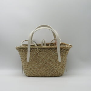 COCCINELLE BORSA MEDIA MANO/TRACOLLA PAGLIA + PELLE PERLA