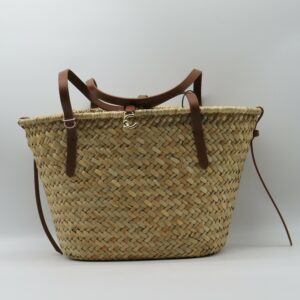 COCCINELLE SHOPPING GRANDE RAFIA + PELLE COGNAC