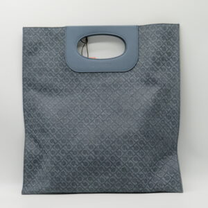 GHERARDINI BORSA PIATTA GRANDE A MANO PELLE EFFETTO JEANS LOGATA BLUE JEANS
