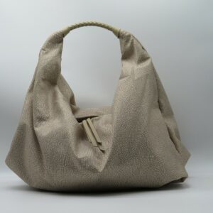 BORBONESE HOBOBAG GRANDE JET+PELLE SABBIA