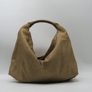 BORBONESE HOBOBAG MEDIA JET+PELLE NOCCIOLA