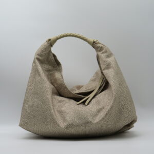 BORBONESE HOBOBAG MEDIA JET+PELLE SABBIA