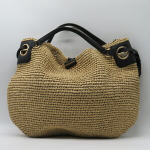 BORBONESE BORSA MEDIA MANO/SOTTOBRACCIO LONDON PAGLIA + PELLE NERO