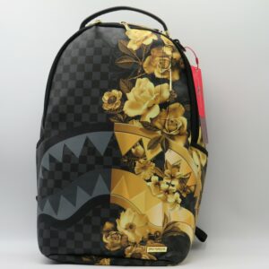 SPRAYGROUND ZAINO GRANDE PORTAPC DAMIER GRIGIO FIORI DORATI