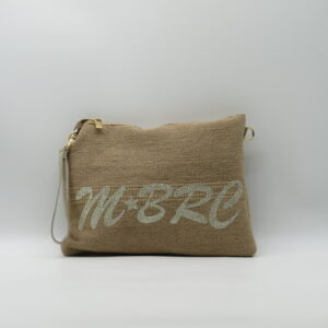 M-BRC MASSIMO BRACCIALINI POLSIERA/TRACOLLA TESSUTO CAMMELLO LOGO GLITTER