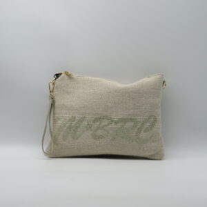 M-BRC MASSIMO BRACCIALINI POLSIERA/TRACOLLA TESSUTO ECRU' LOGO GLITTER