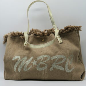 M-BRC MASSIMO BRACCIALINI SHOPPING GRANDE SACCA INTERNA TESSUTO CAMMELLO LOGO GLITTER