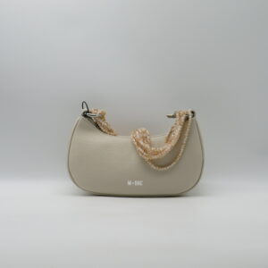 M-BRC MASSIMO BRACCIALINI SOTTOBRACCIO/TRACOLLA IN PELLE AVORIO+PIETRE