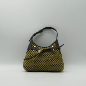 BORBONESE HOBOBAG MINI CON TRACOLLA TRAFORATA SENAPE+PELLE EBANO