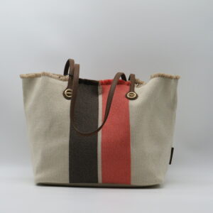 BORBONESE SHOPPING MEDIA CANVAS CORDA PAPAYA/TMORO